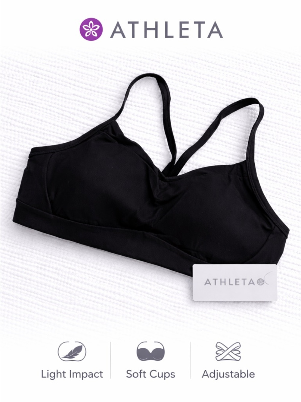Athleta Vital Bra Black Size Large NWT Light Impact A–C Cups